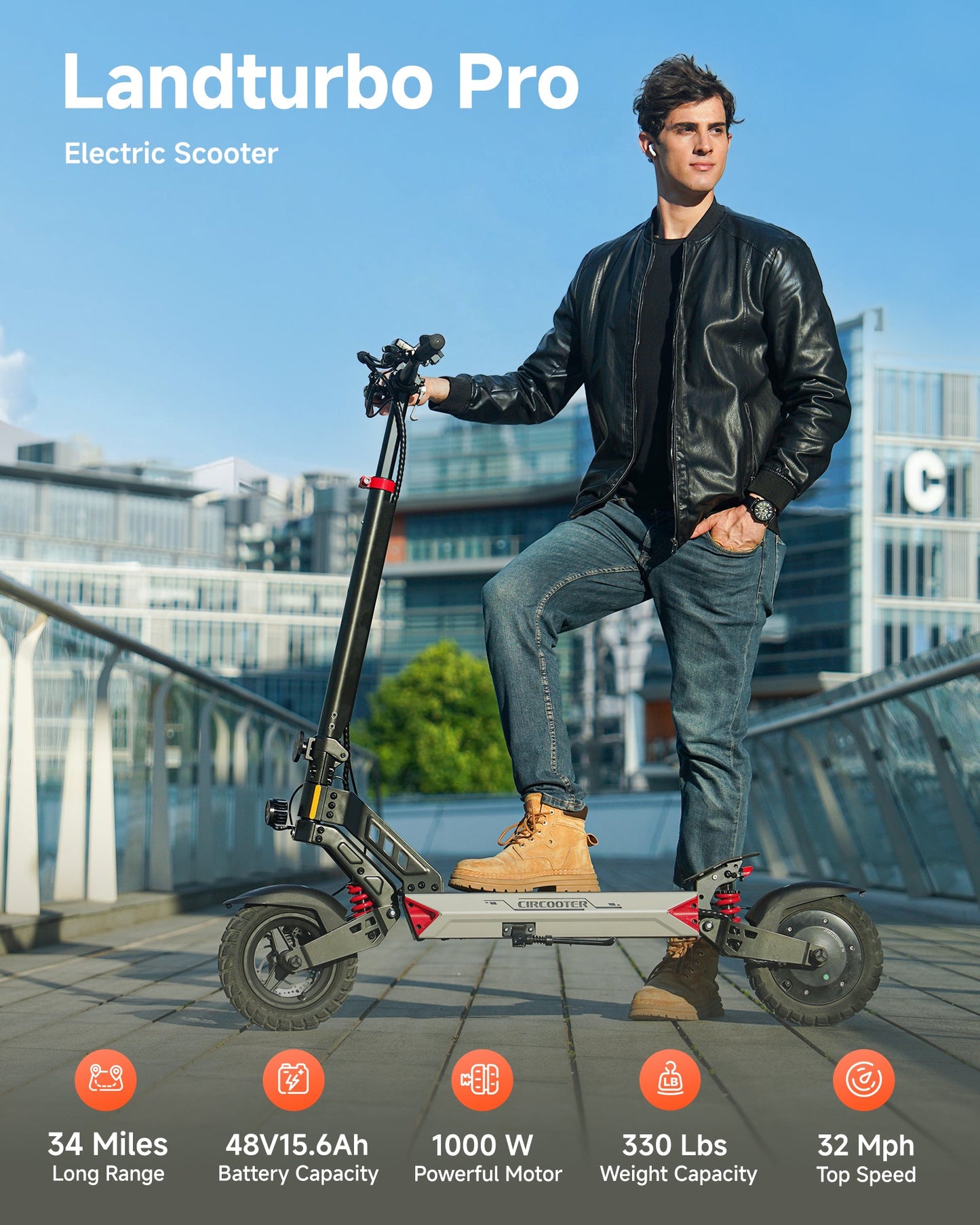 Circooter Landturbo Pro (48V) 1500w Multi-Purpose Electric Scooter