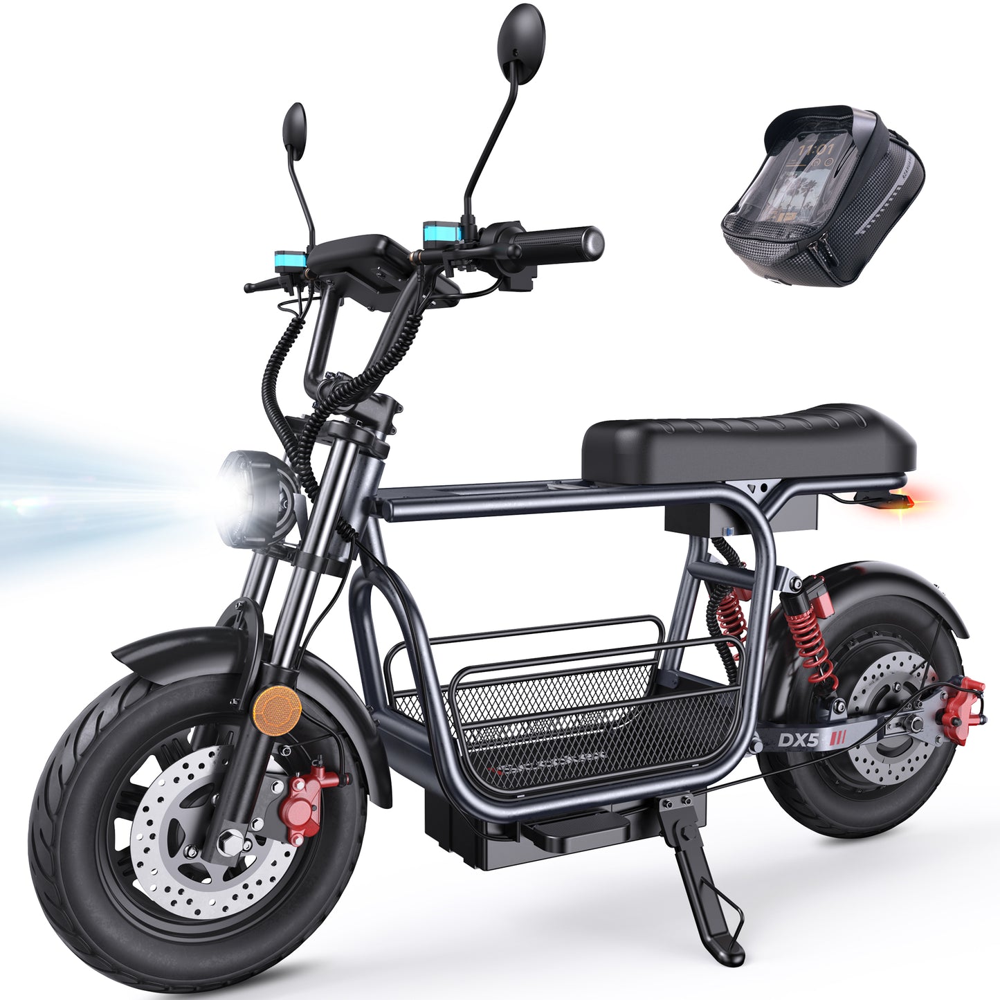 iScooter DX5 55 KM/H Seated Adult Electric Cargo Scooter | 1500W | 72 KM Range | 15" Tires | Long Range E-Scooter