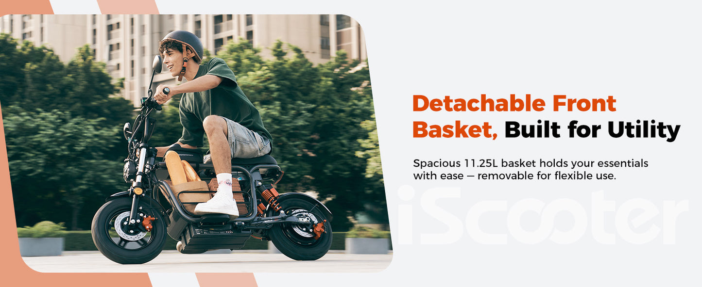 iScooter DX5 55 KM/H Seated Adult Electric Cargo Scooter | 1500W | 72 KM Range | 15" Tires | Long Range E-Scooter