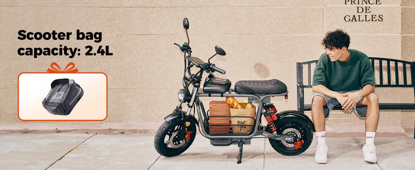 iScooter DX5 55 KM/H Seated Adult Electric Cargo Scooter | 1500W | 72 KM Range | 15" Tires | Long Range E-Scooter