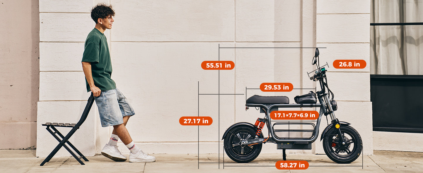 iScooter DX5 55 KM/H Seated Adult Electric Cargo Scooter | 1500W | 72 KM Range | 15" Tires | Long Range E-Scooter