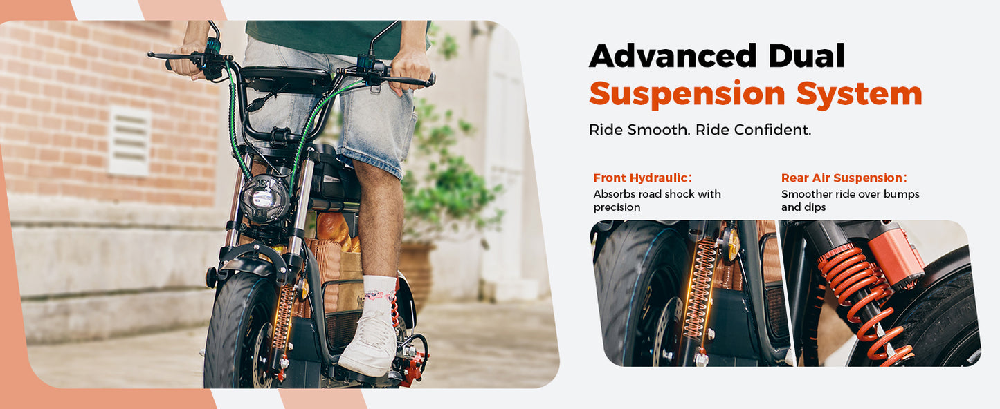 iScooter DX5 55 KM/H Seated Adult Electric Cargo Scooter | 1500W | 72 KM Range | 15" Tires | Long Range E-Scooter
