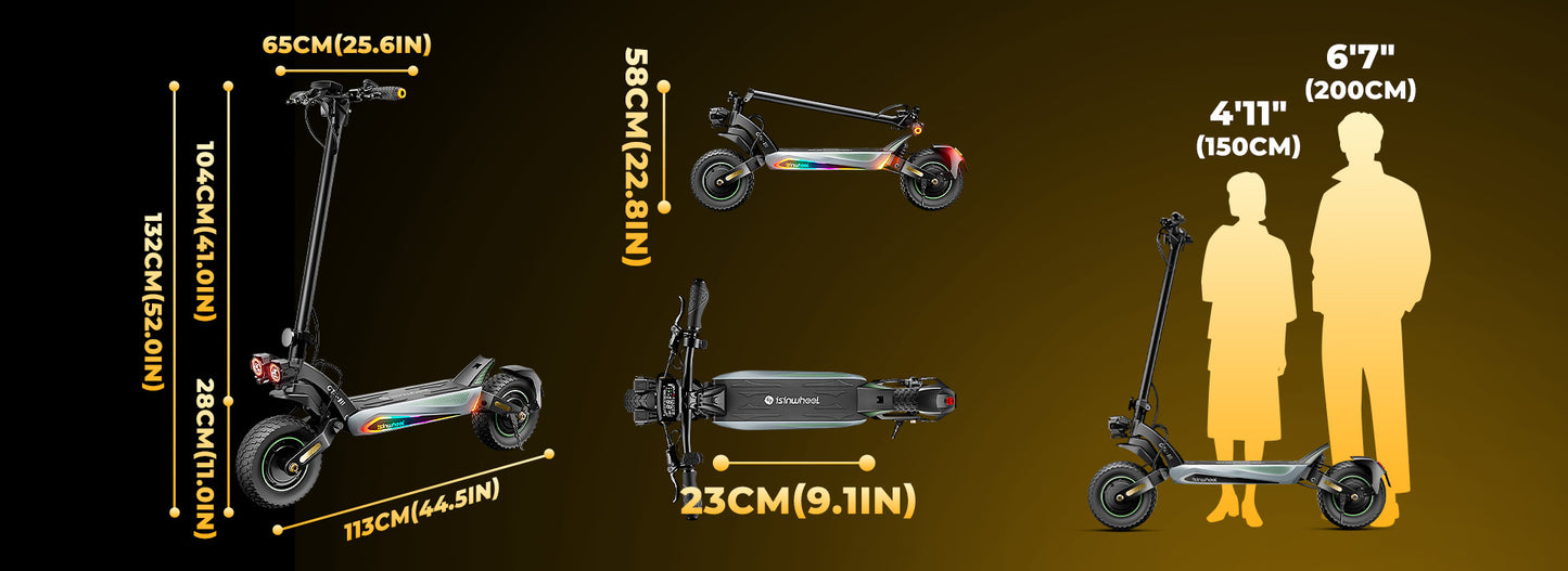 isinwheel GT4 72 km/h Dual Motor Off Road Electric Scooter | 2400W | 80 km Long Range | Folding E-Scooter