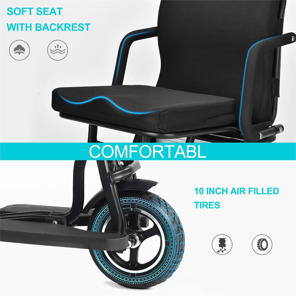 MotoTec (48V) 700w Lithium Black Folding Dual Motor Electric Mobility Trike