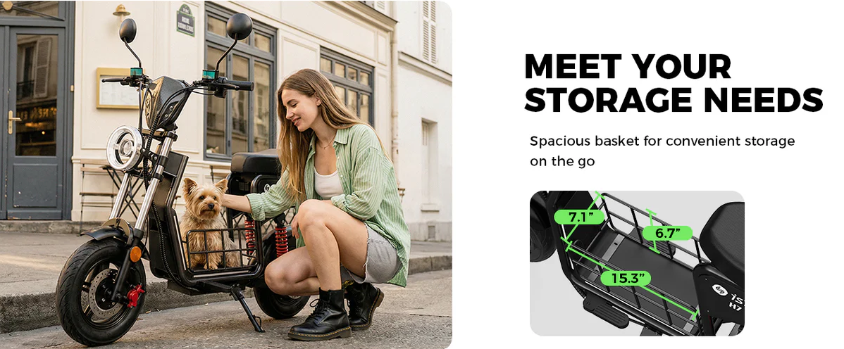 isinwheel H7 56 KM/H Seated Adult Electric Commuting Scooter | 1500W | 69 KM Range | 15" Tires | Long Range E-Scooter