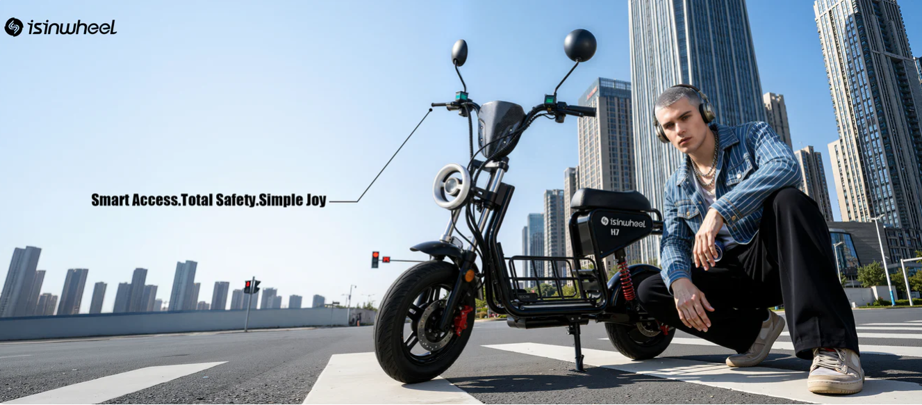 isinwheel H7 56 KM/H Seated Adult Electric Commuting Scooter | 1500W | 69 KM Range | 15" Tires | Long Range E-Scooter
