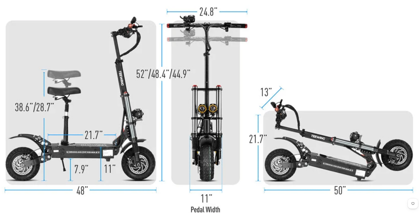 Teewing X5 85 km/h Dual Motor All-Terrain Electric Scooter | 6000W | 120 km Long Range | Folding Adult E-Scooter