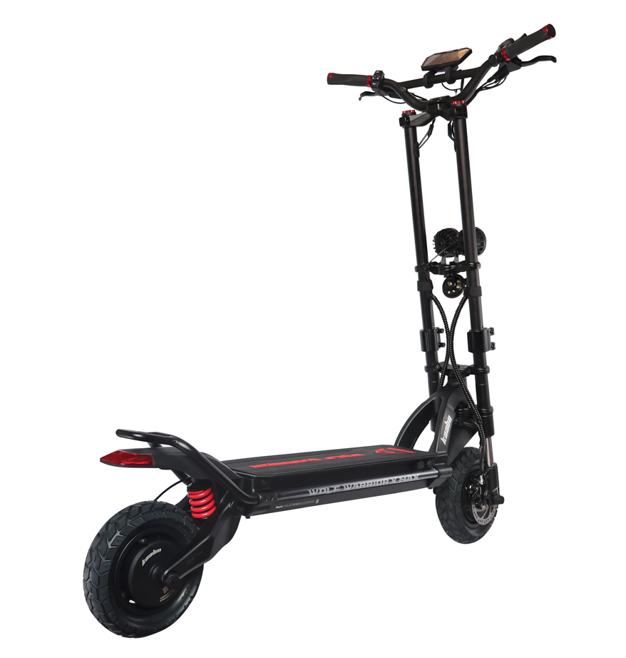 Kaabo Wolf Warrior X Max 44 MPH Dual Motor Adult Electric Scooter | 4000W Peak | 56 Mile Long Range Dual Stem NFC Key Lock E-Scooter