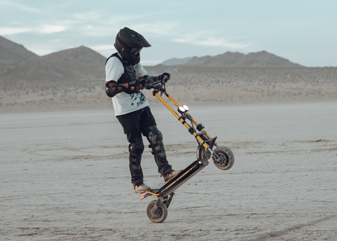 Kaabo Wolf Warrior X Max 44 MPH Dual Motor Adult Electric Scooter | 4000W Peak | 56 Mile Long Range Dual Stem NFC Key Lock E-Scooter