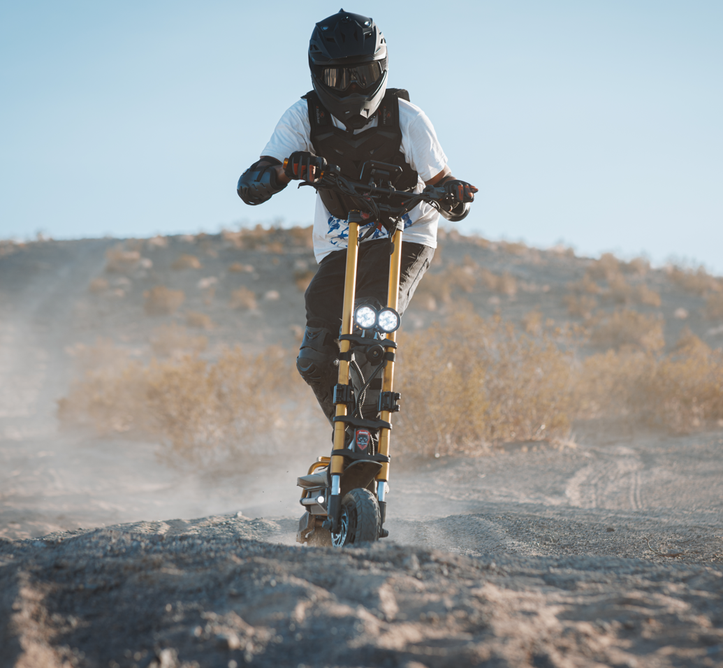 Kaabo Wolf Warrior X Max 44 MPH Dual Motor Adult Electric Scooter | 4000W Peak | 56 Mile Long Range Dual Stem NFC Key Lock E-Scooter