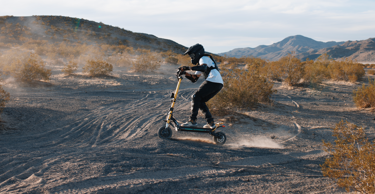 Kaabo Wolf Warrior X Max 44 MPH Dual Motor Adult Electric Scooter | 4000W Peak | 56 Mile Long Range Dual Stem NFC Key Lock E-Scooter