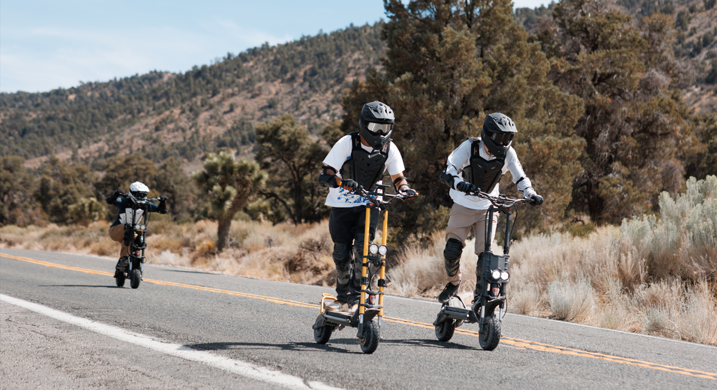 Kaabo Wolf Warrior X Max 44 MPH Dual Motor Adult Electric Scooter | 4000W Peak | 56 Mile Long Range Dual Stem NFC Key Lock E-Scooter