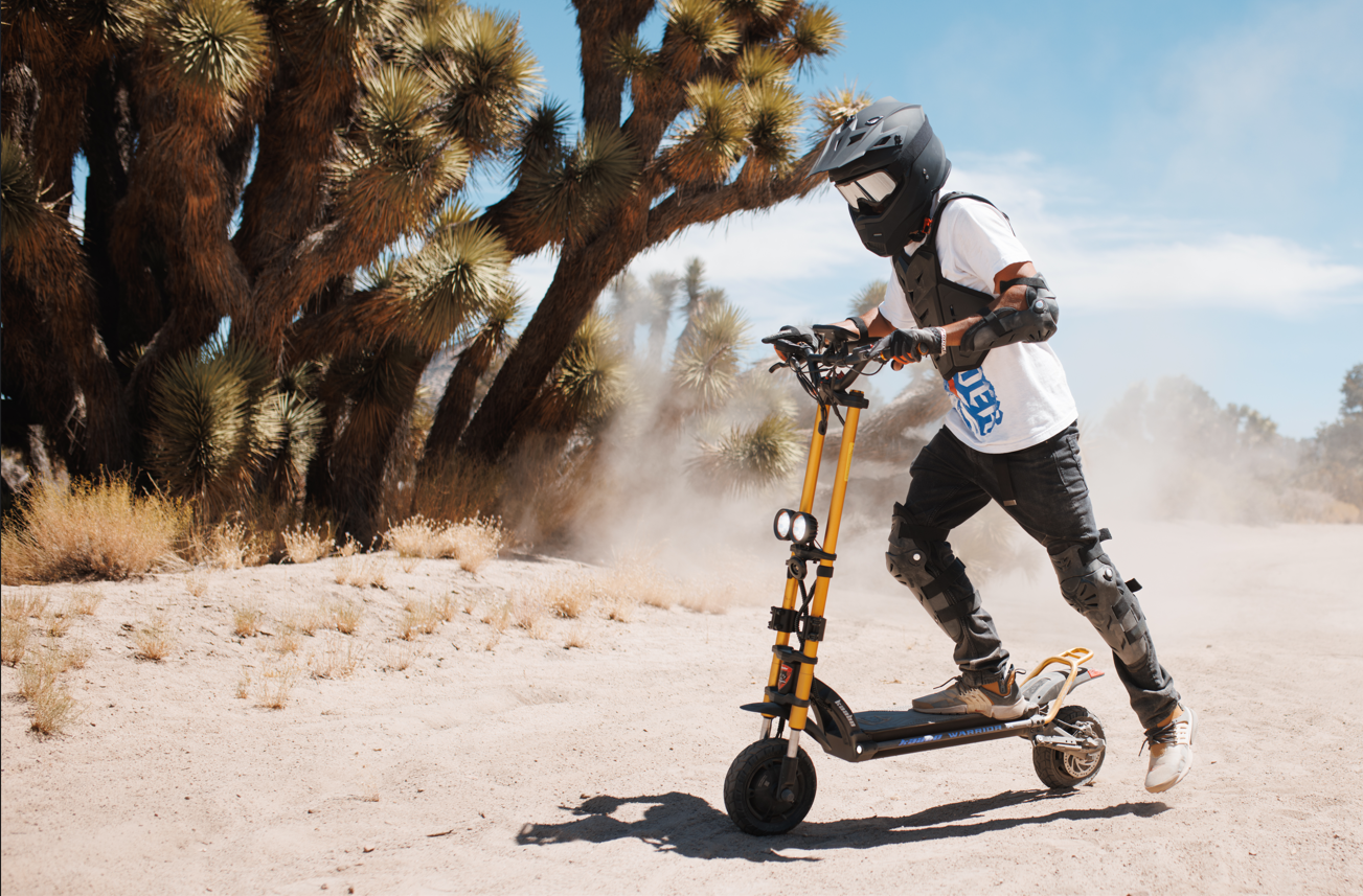 Kaabo Wolf Warrior X Max 44 MPH Dual Motor Adult Electric Scooter | 4000W Peak | 56 Mile Long Range Dual Stem NFC Key Lock E-Scooter