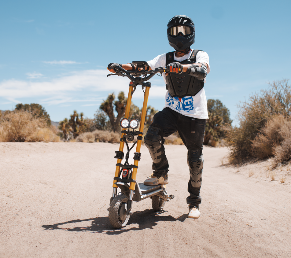 Kaabo Wolf Warrior X Max 44 MPH Dual Motor Adult Electric Scooter | 4000W Peak | 56 Mile Long Range Dual Stem NFC Key Lock E-Scooter