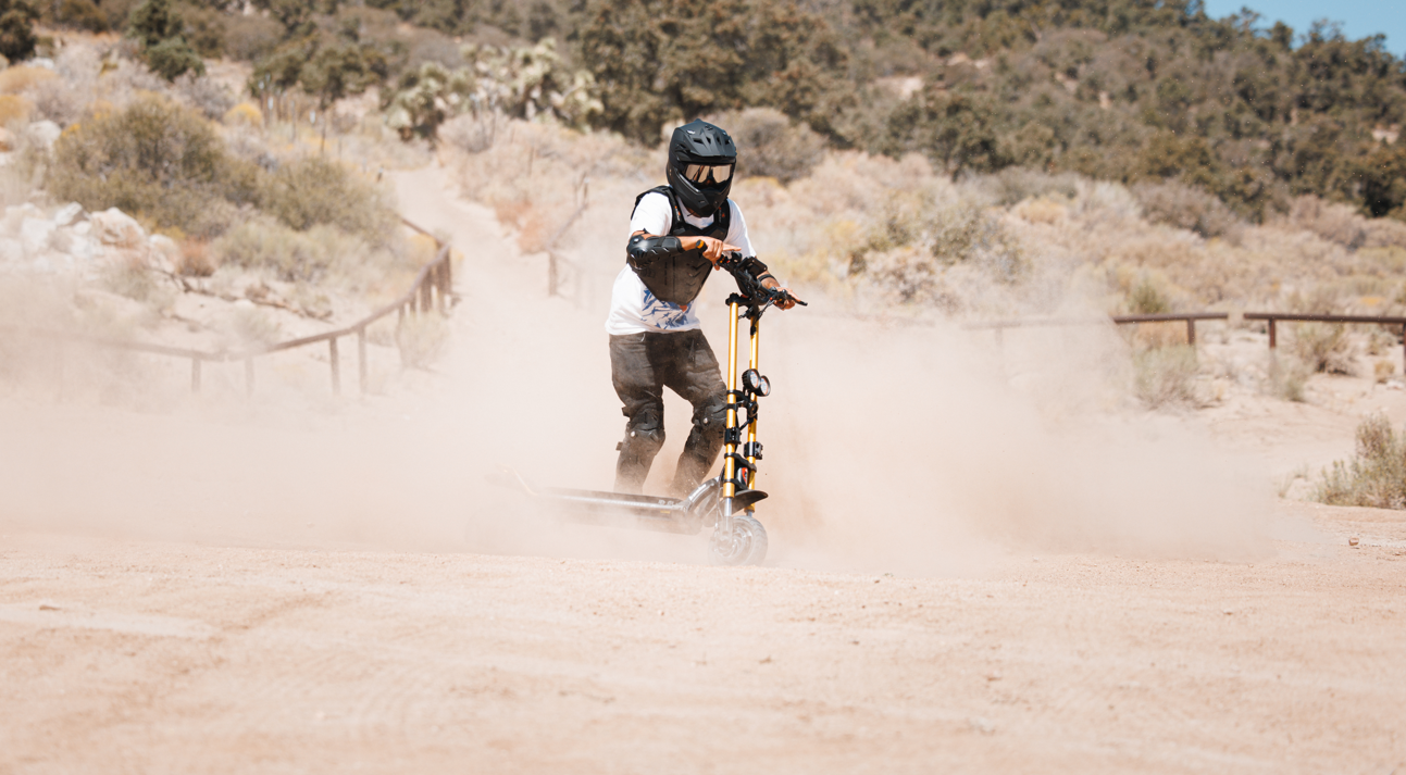 Kaabo Wolf Warrior X Max 44 MPH Dual Motor Adult Electric Scooter | 4000W Peak | 56 Mile Long Range Dual Stem NFC Key Lock E-Scooter