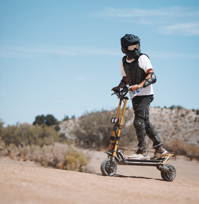 Kaabo Wolf Warrior X Max 44 MPH Dual Motor Adult Electric Scooter | 4000W Peak | 56 Mile Long Range Dual Stem NFC Key Lock E-Scooter