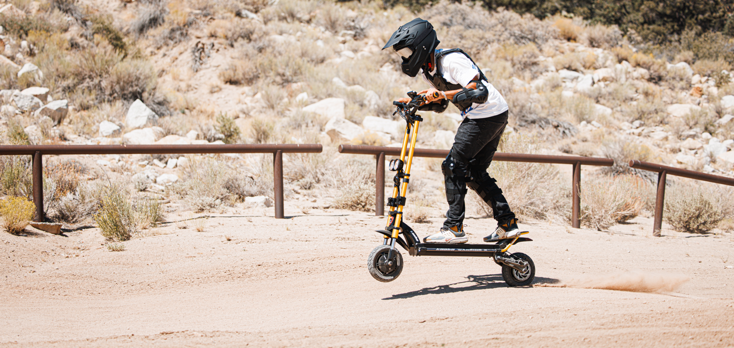 Kaabo Wolf Warrior X Max 44 MPH Dual Motor Adult Electric Scooter | 4000W Peak | 56 Mile Long Range Dual Stem NFC Key Lock E-Scooter