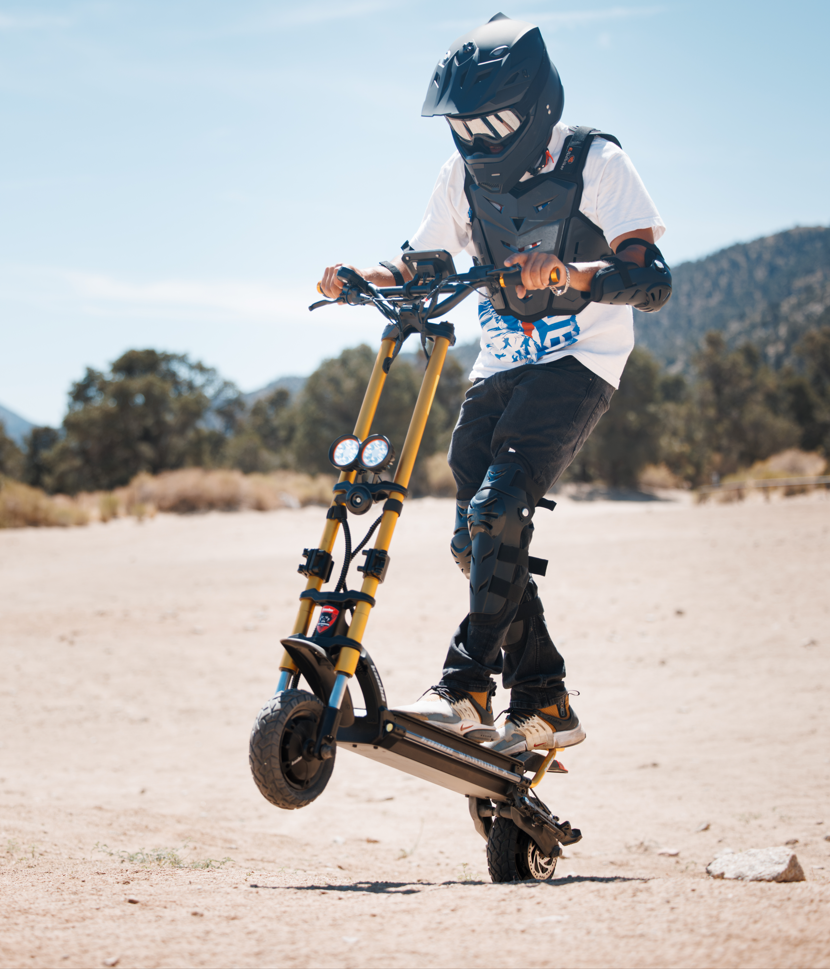 Kaabo Wolf Warrior X Max 44 MPH Dual Motor Adult Electric Scooter | 4000W Peak | 56 Mile Long Range Dual Stem NFC Key Lock E-Scooter