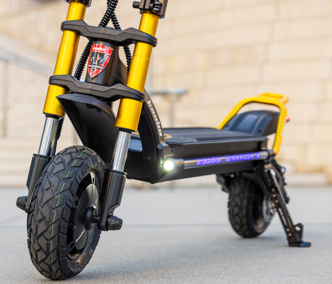 Kaabo Wolf Warrior X Max 44 MPH Dual Motor Adult Electric Scooter | 4000W Peak | 56 Mile Long Range Dual Stem NFC Key Lock E-Scooter