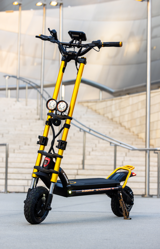 Kaabo Wolf Warrior X Max 44 MPH Dual Motor Adult Electric Scooter | 4000W Peak | 56 Mile Long Range Dual Stem NFC Key Lock E-Scooter