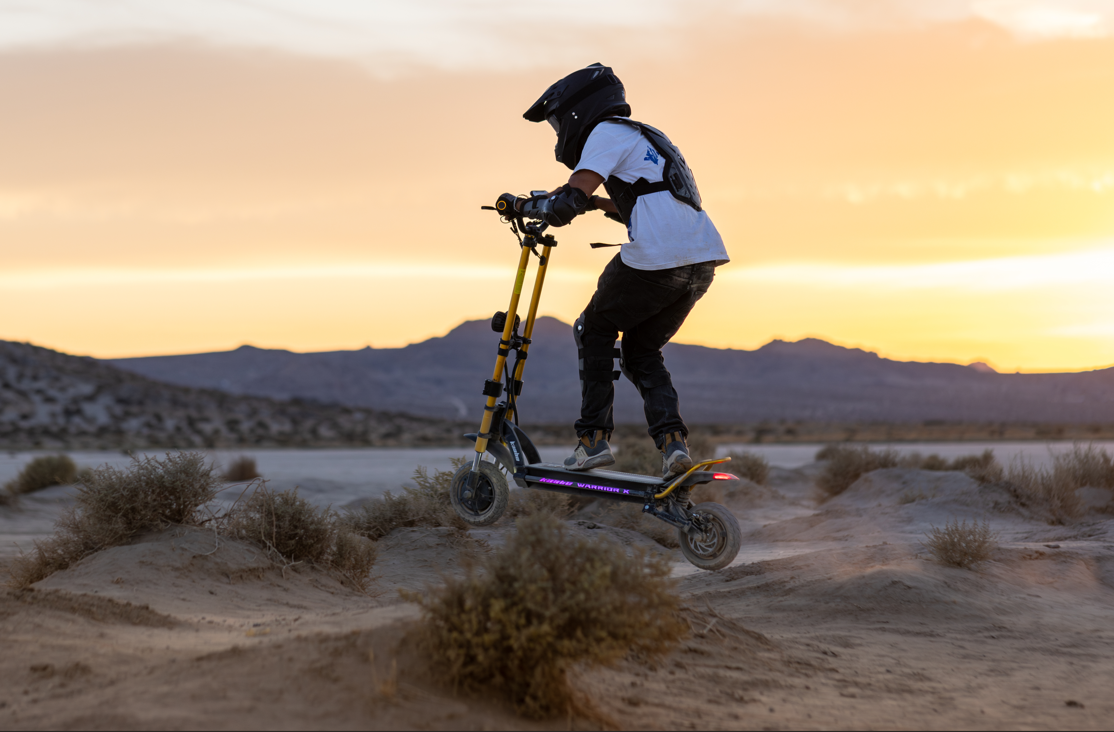 Kaabo Wolf Warrior X Max 44 MPH Dual Motor Adult Electric Scooter | 4000W Peak | 56 Mile Long Range Dual Stem NFC Key Lock E-Scooter