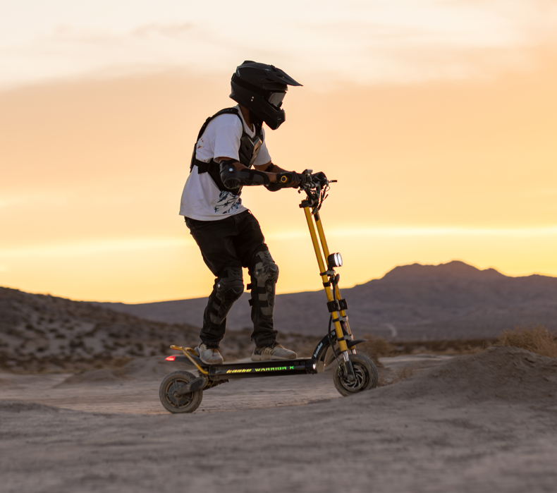 Kaabo Wolf Warrior X Max 44 MPH Dual Motor Adult Electric Scooter | 4000W Peak | 56 Mile Long Range Dual Stem NFC Key Lock E-Scooter
