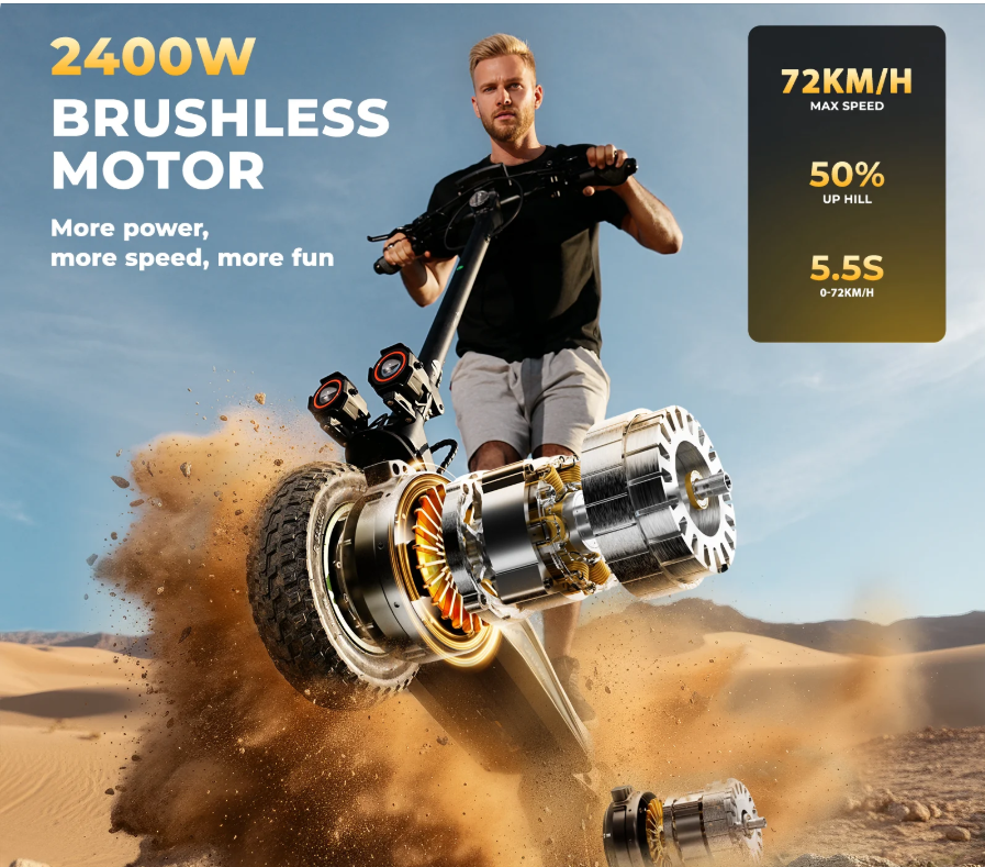 isinwheel GT4 72 km/h Dual Motor Off Road Electric Scooter | 2400W | 80 km Long Range | Folding E-Scooter