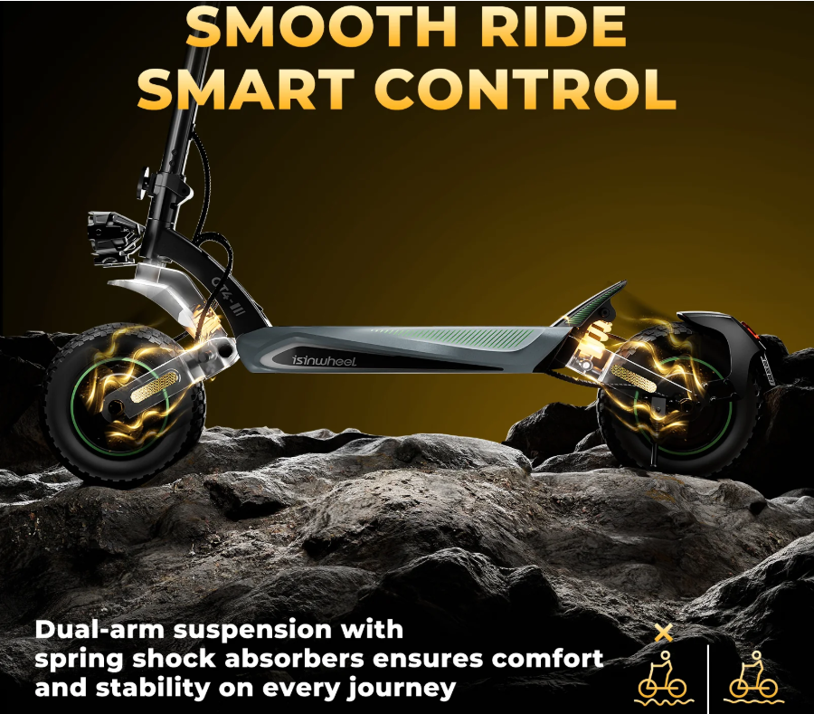 isinwheel GT4 72 km/h Dual Motor Off Road Electric Scooter | 2400W | 80 km Long Range | Folding E-Scooter