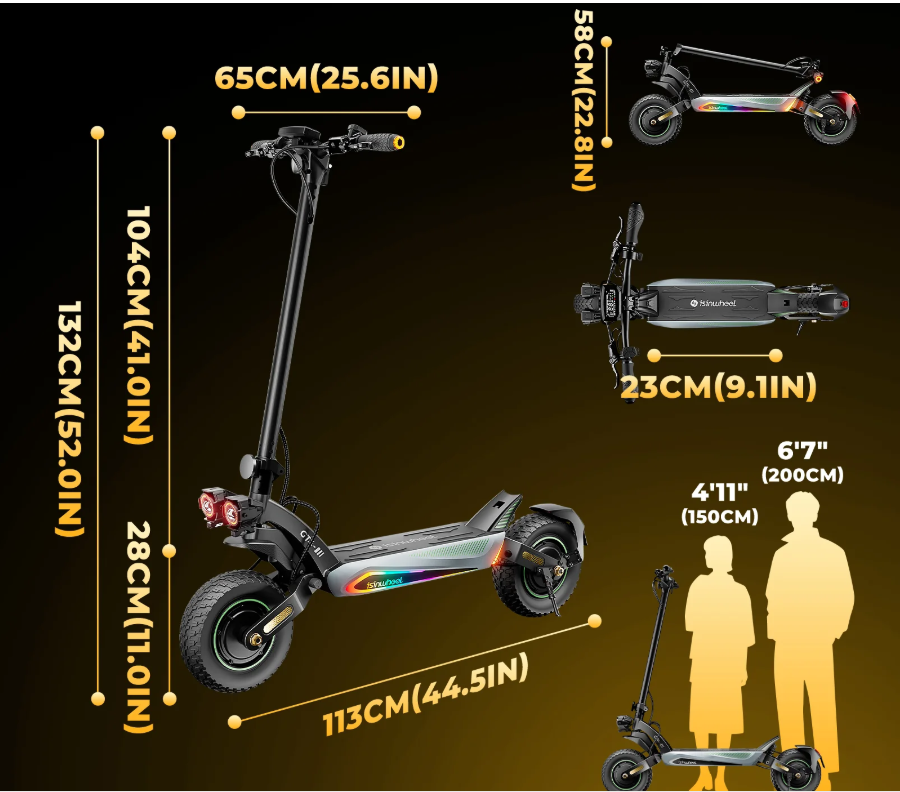isinwheel GT4 72 km/h Dual Motor Off Road Electric Scooter | 2400W | 80 km Long Range | Folding E-Scooter