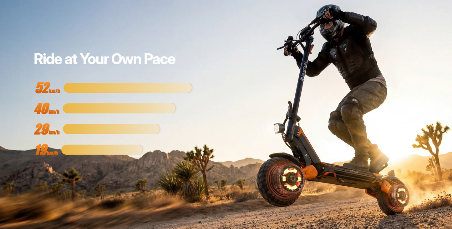 isinwheel GT1 52 km/h Dual Motor Off Road Electric Scooter | 1600W | 56 km Long Range | Folding E-Scooter