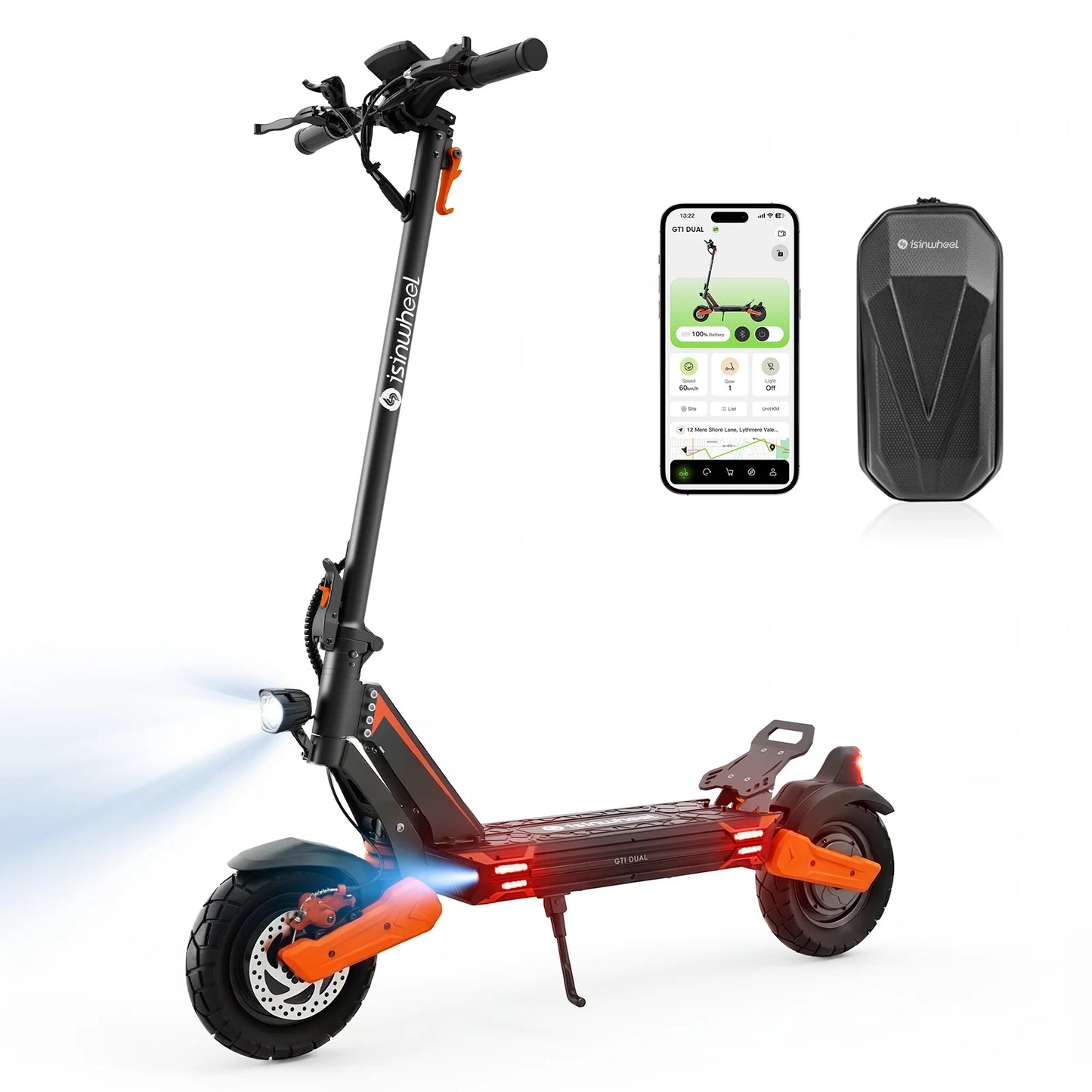 isinwheel GT1 52 km/h Dual Motor Off Road Electric Scooter | 1600W | 56 km Long Range | Folding E-Scooter